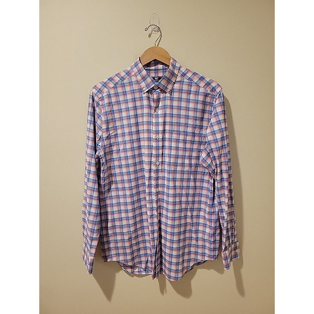 Vineyard Vines Men's Murray Shirt Plaid Button Up Nylon Performance Stretch M